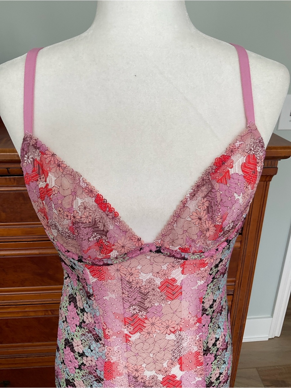 NWT Savage X Fenty by Rihanna Penthouse Sweet Lace Slip Pink Multi Size L - Picture 5 of 11